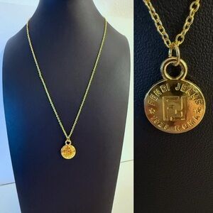 Gold Fendi Micro Pendant Necklace